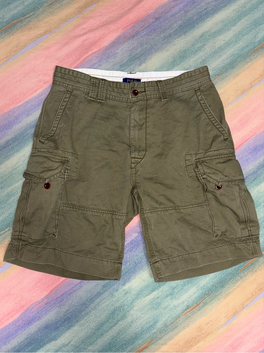Polo Ralph Lauren Cargo Shorts Men’s 33 Green Cotton Utility Outdoors Y2K Casual